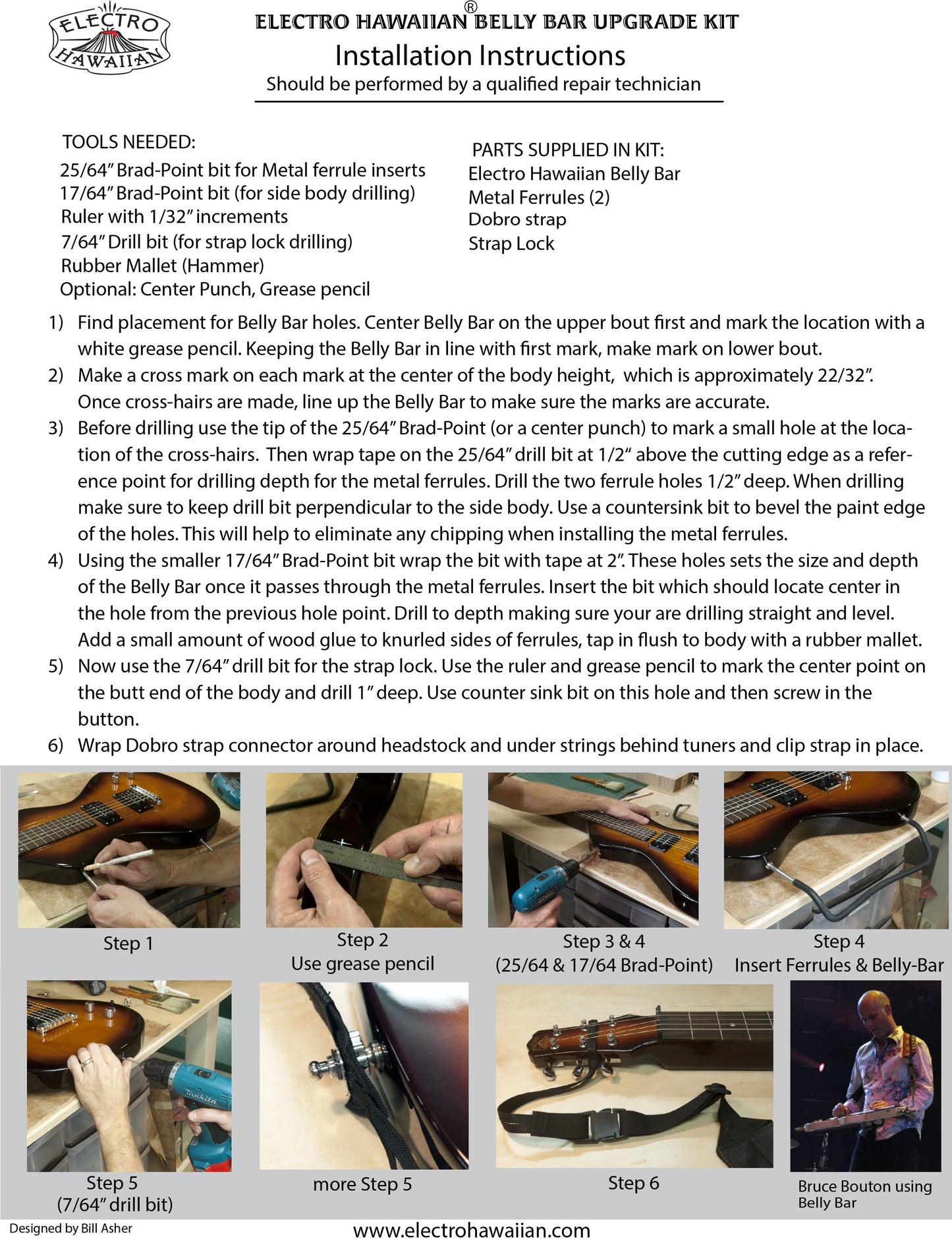 Electro Hawaiian® Belly Bar Kit Upgrade for Junior Lap Steel - Play Standing Up