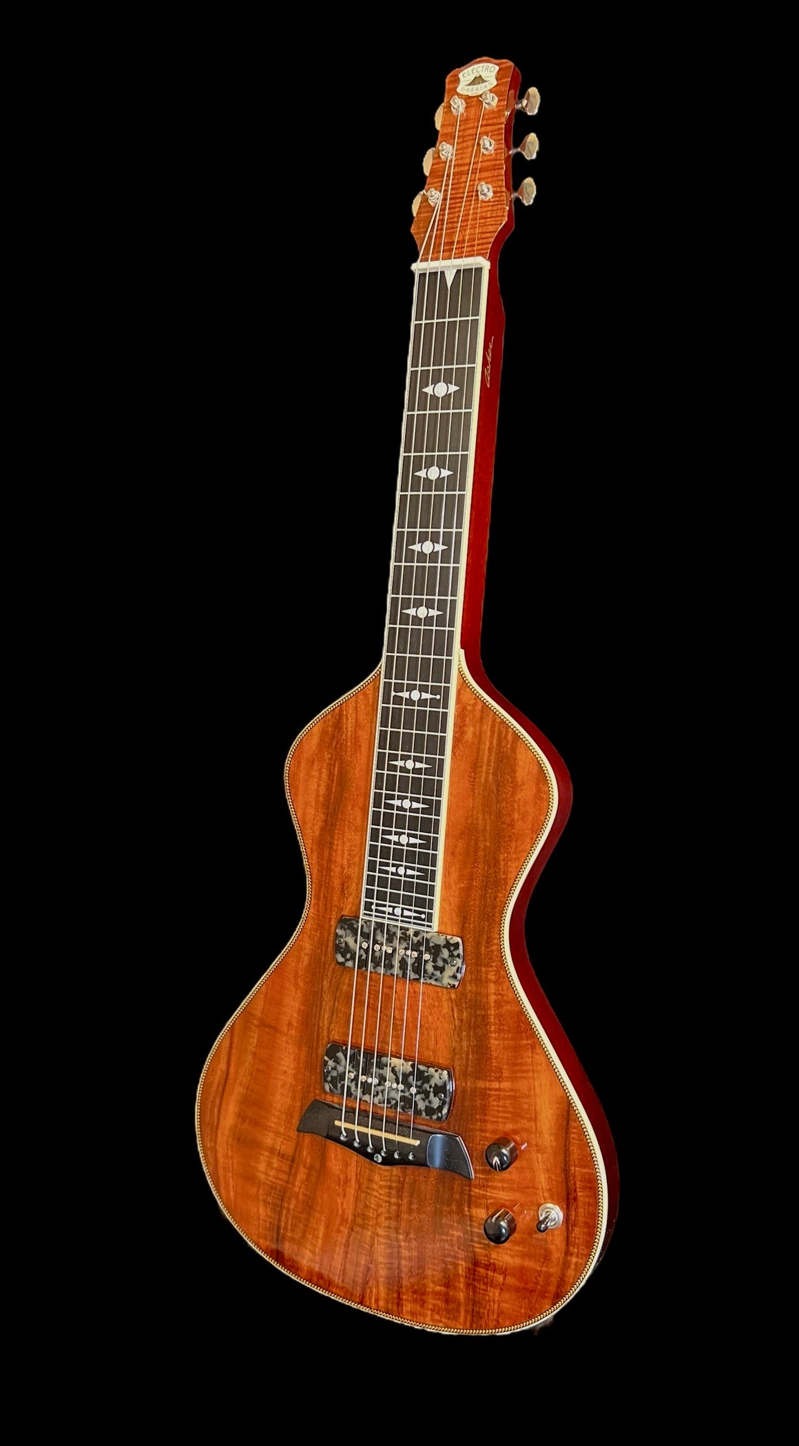 SOLD 2023 Asher Electro Hawaiian Model I Lap Steel Guitar - A+ Koa Top with Binding, Custom Details!