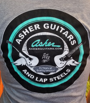 Asher Guitars Women's 100% Cotton Premium T Shirt - Blue or Grey