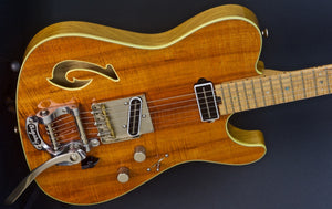 SOLD Used 2012 T Deluxe Bound Flame Koa Top with Custom Fish Hook F Hole and Bigsby,  #710