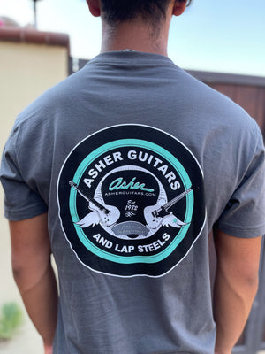 NEW Asher Guitars "The Logo" Men's 100% Cotton Premium T Shirt - Gray