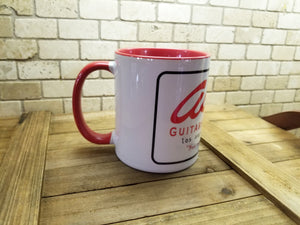 Asher Ceramic Coffee Mug, 11 oz, White and Red