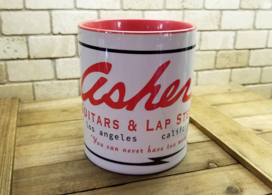 Asher Ceramic Coffee Mug, 11 oz, White and Red